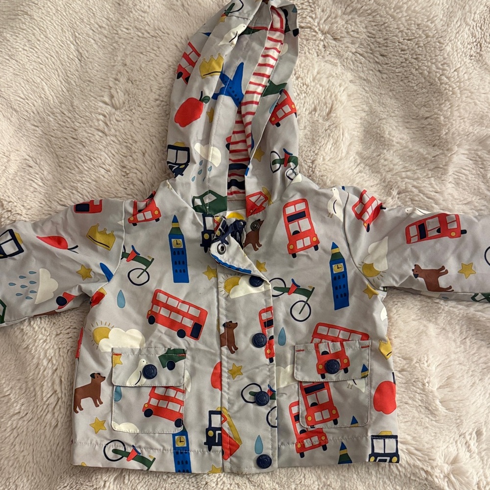 Baby Boden London Patterned Rainshell Jacket
